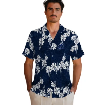 tampa bay lightning hibiscus petals blue hawaiian shirts fashion forward