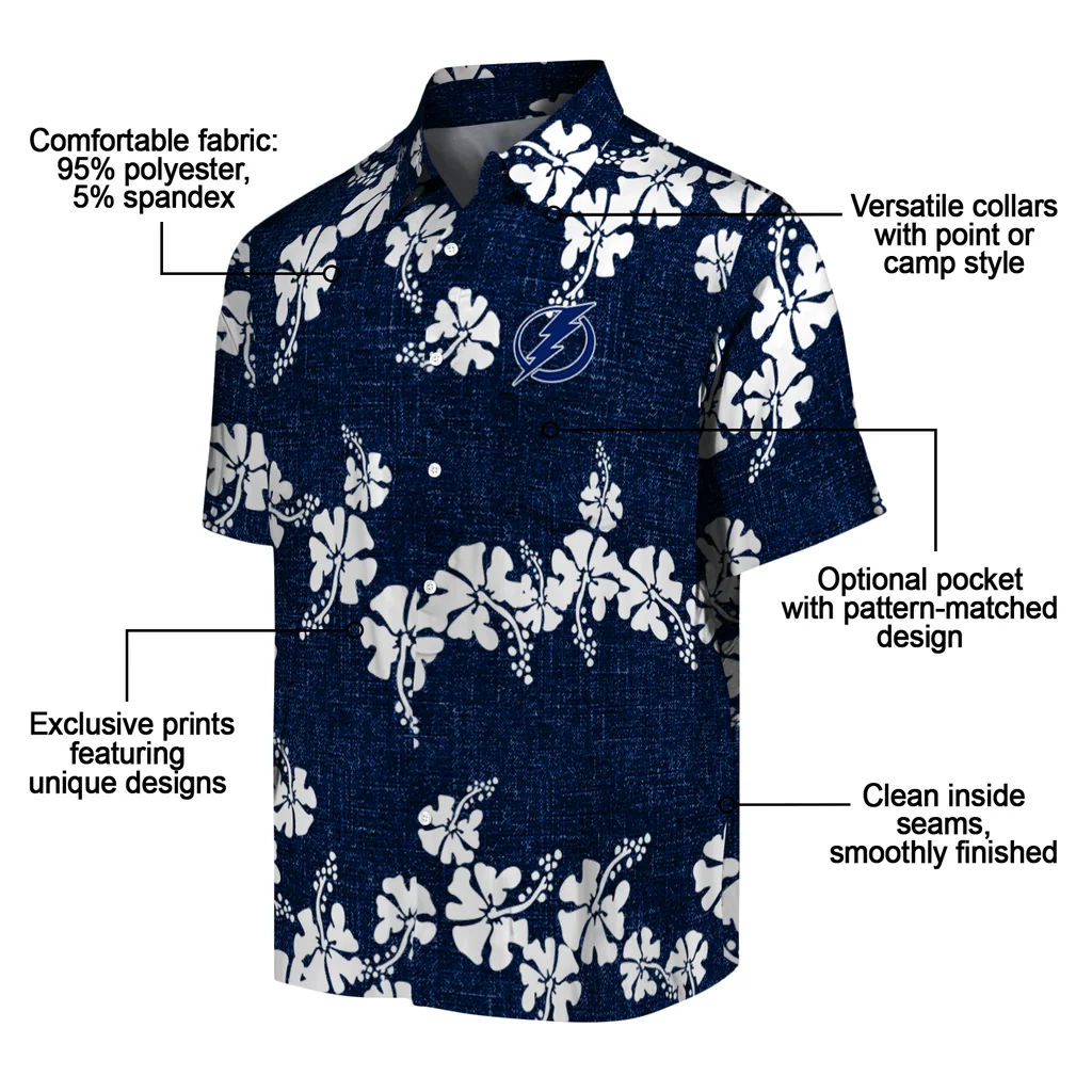Tampa Bay Lightning Hawaiian Shirt - 50th State Flower tampa bay lightning hibiscus petals blue hawaiian shirts new arrival