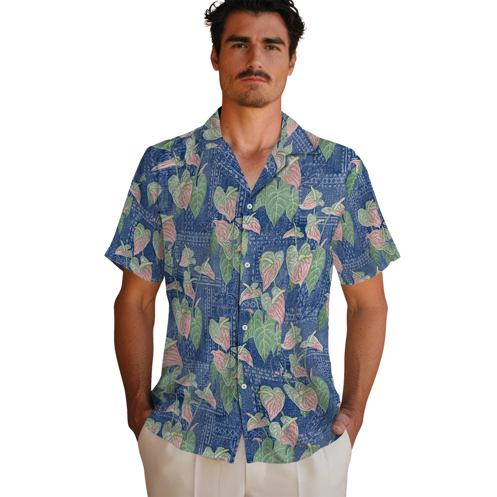 Tampa Bay Lightning Hawaiian Shirt - Anthurium Overlay tampa bay lightning anthurium overlay blue hawaiian shirts fashion forward