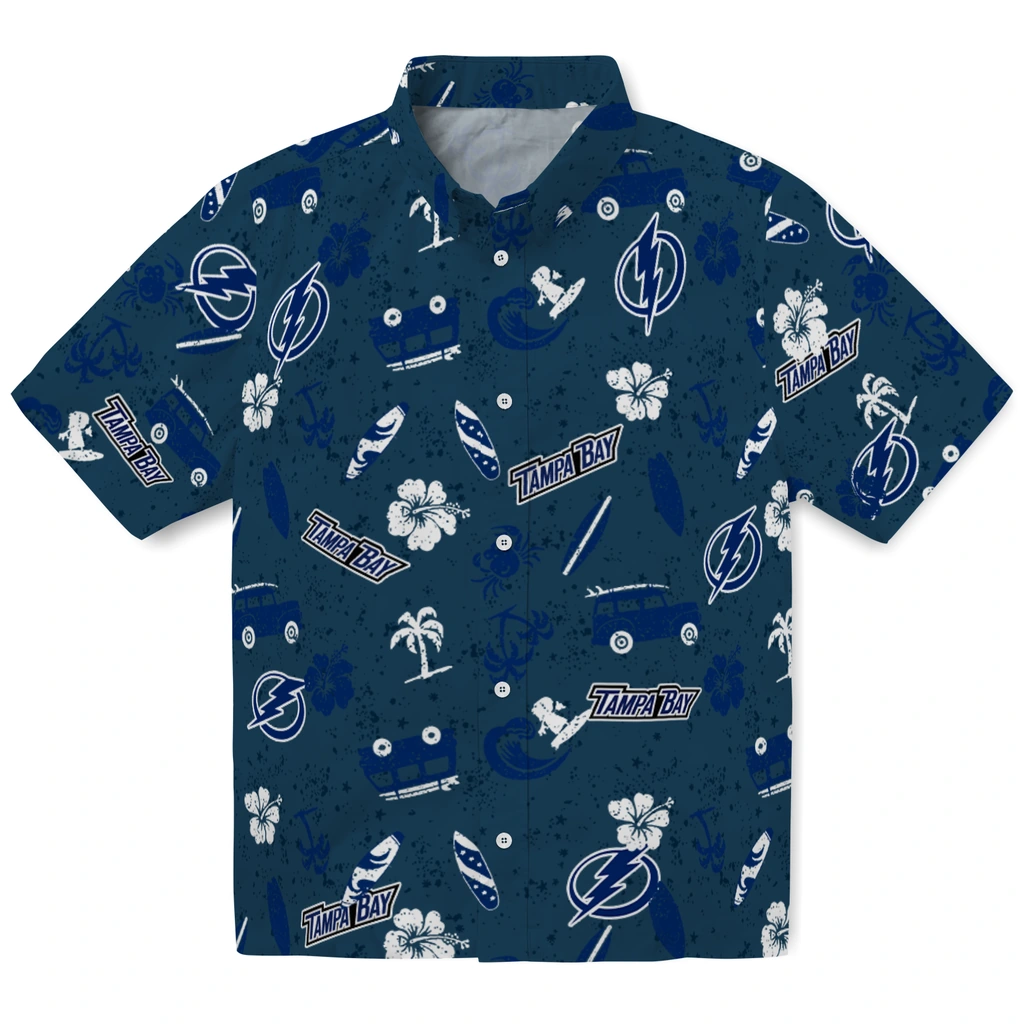 Tampa Bay Lightning Hawaiian Shirt - Beach Vibe tampa bay lightning beach vibe navy hawaiian shirts best selling