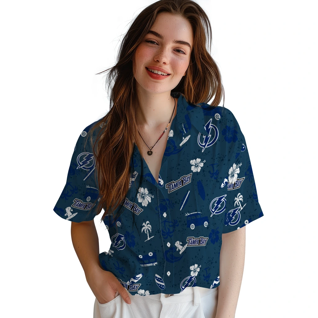 Tampa Bay Lightning Hawaiian Shirt - Beach Vibe tampa bay lightning beach vibe navy hawaiian shirts latest model