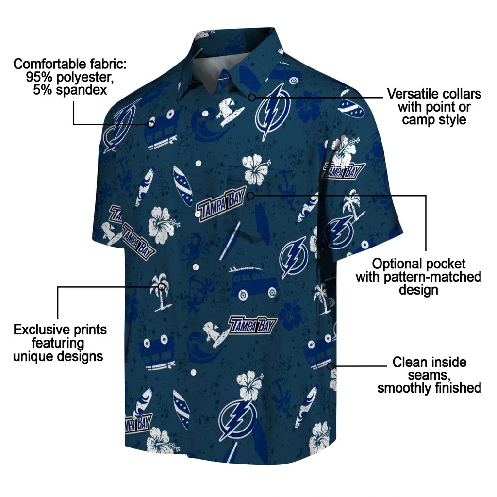 Tampa Bay Lightning Hawaiian Shirt - Beach Vibe tampa bay lightning beach vibe navy hawaiian shirts new arrival