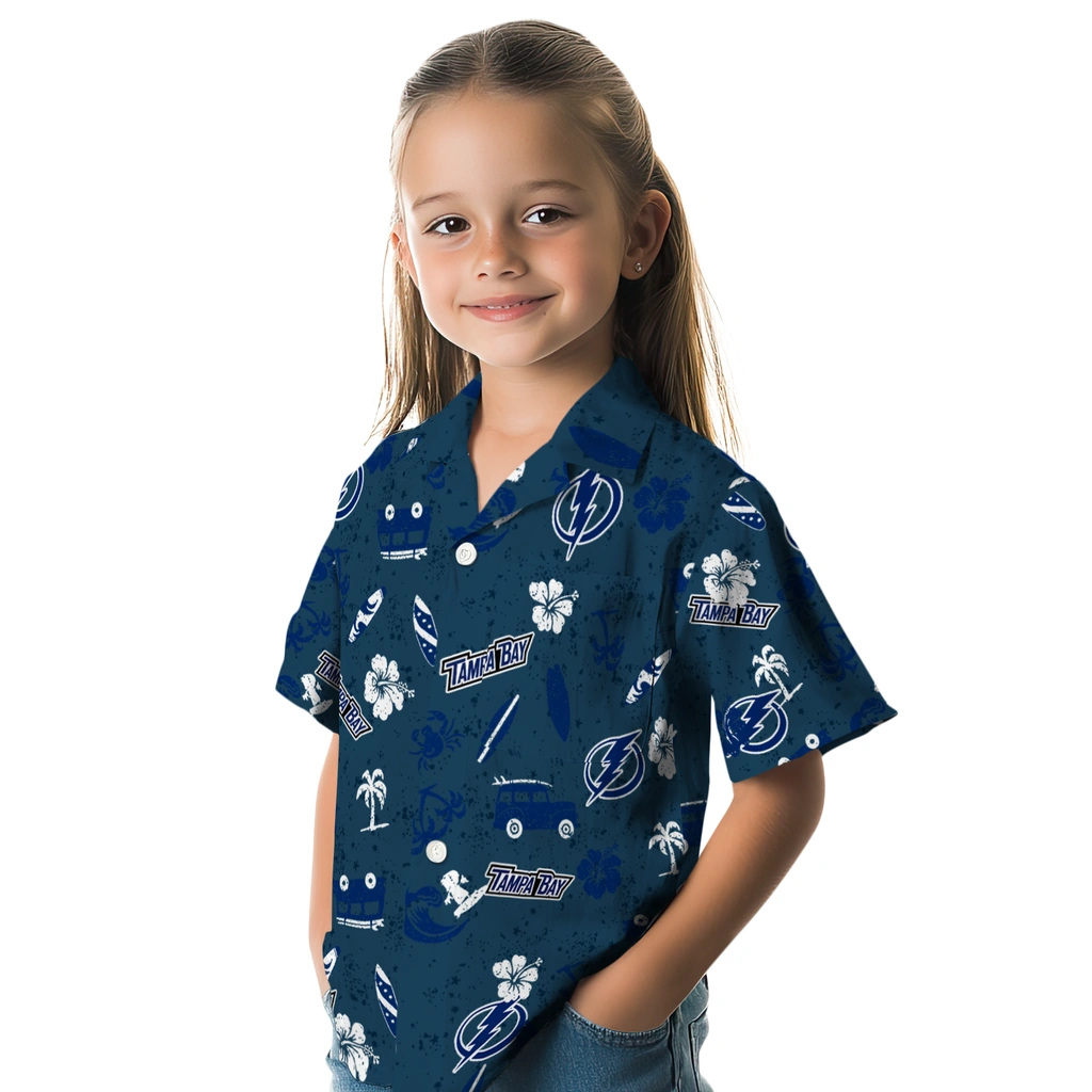 Tampa Bay Lightning Hawaiian Shirt - Beach Vibe tampa bay lightning beach vibe navy hawaiian shirts premium grade