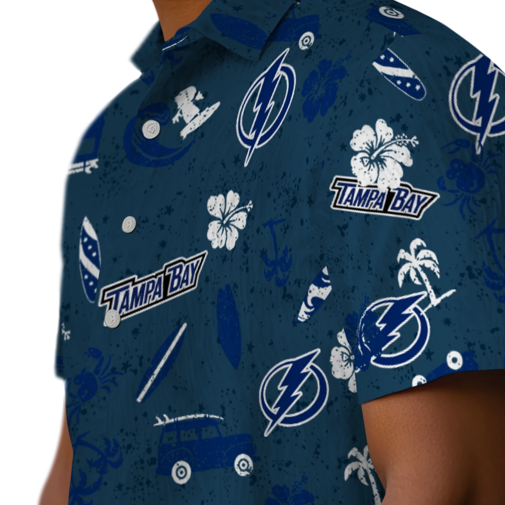 Tampa Bay Lightning Hawaiian Shirt - Beach Vibe tampa bay lightning beach vibe navy hawaiian shirts trendy