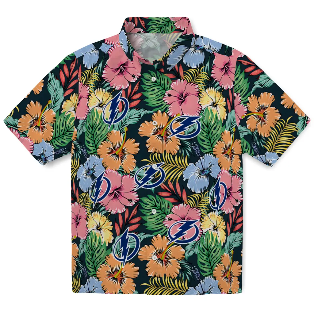 Tampa Bay Lightning Hawaiian Shirt - Brilliant Hibiscus Garden tampa bay lightning brilliant hibiscus garden hawaiian shirts best selling