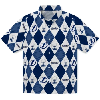 tampa bay lightning balloon plaid blue hawaiian shirts best selling