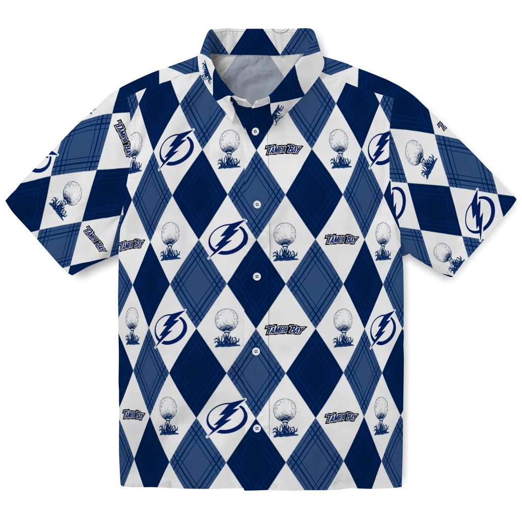 Tampa Bay Lightning Hawaiian Shirt - Golfing Plaid tampa bay lightning balloon plaid blue hawaiian shirts best selling