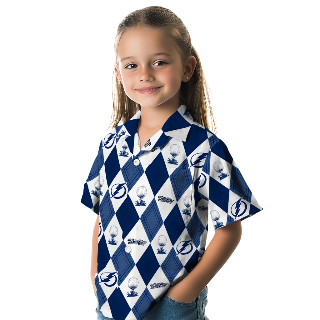 Tampa Bay Lightning Hawaiian Shirt - Golfing Plaid tampa bay lightning balloon plaid blue hawaiian shirts premium grade
