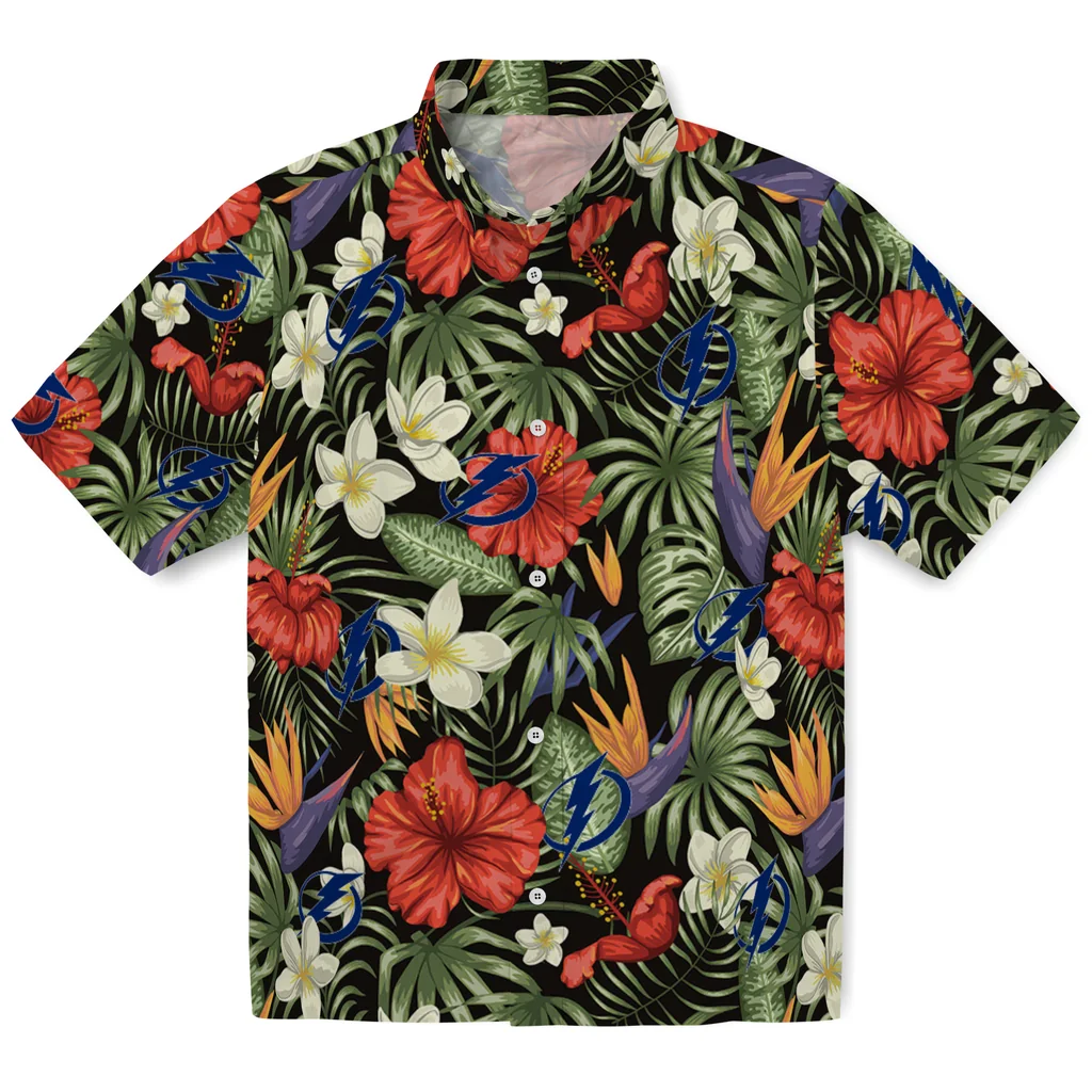 Tampa Bay Lightning Hawaiian Shirt - Hawaii Floral Hibiscus tampa bay lightning hibiscus bird hawaiian shirts best selling