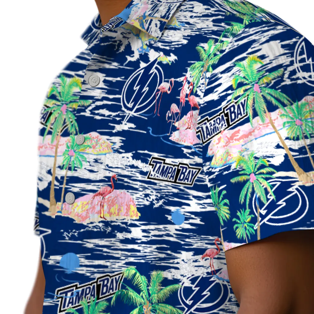 Tampa Bay Lightning Hawaiian Shirt - Hawaii Island tampa bay lightning flamingo retreat blue hawaiian shirts trendy