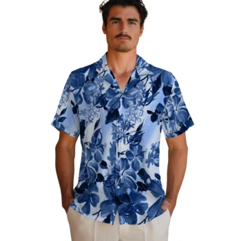 tampa bay lightning hibiscus arrangement blue hawaiian shirts fashion forward