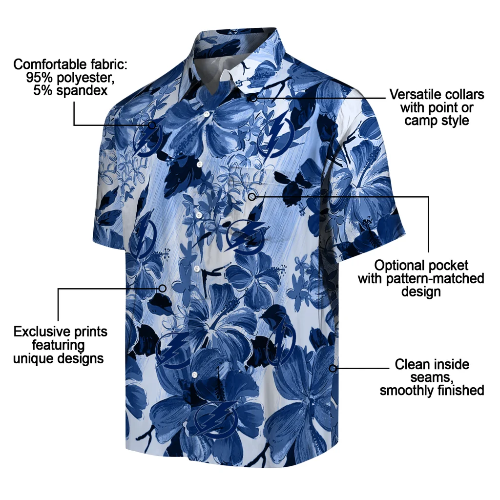 Tampa Bay Lightning Hawaiian Shirt - Hibiscus Arrangement tampa bay lightning hibiscus arrangement blue hawaiian shirts new arrival