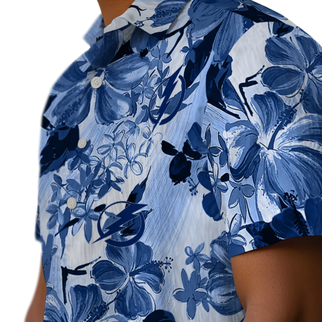 Tampa Bay Lightning Hawaiian Shirt - Hibiscus Arrangement tampa bay lightning hibiscus arrangement blue hawaiian shirts trendy