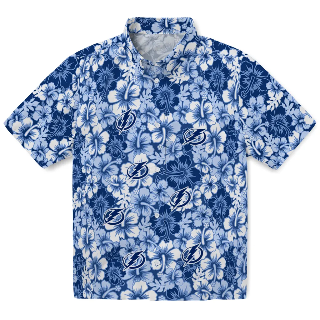 Tampa Bay Lightning Hawaiian Shirt - Hibiscus Blooms tampa bay lightning hibiscus blooms blue hawaiian shirts best selling