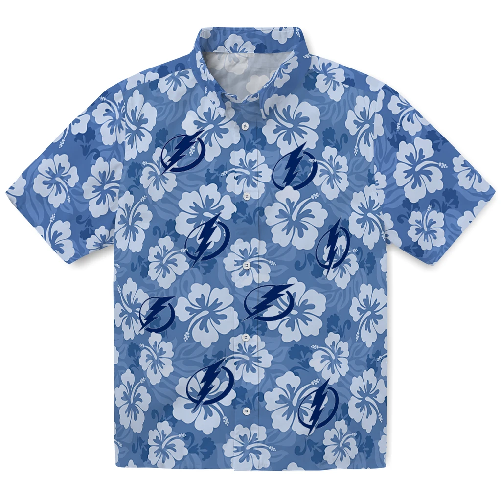 Tampa Bay Lightning Hawaiian Shirt - Hibiscus Cluster tampa bay lightning hibiscus cluster blue hawaiian shirts best selling