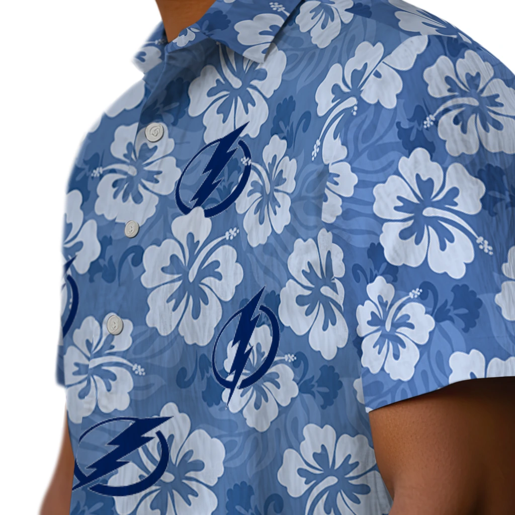 Tampa Bay Lightning Hawaiian Shirt - Hibiscus Cluster tampa bay lightning hibiscus cluster blue hawaiian shirts trendy