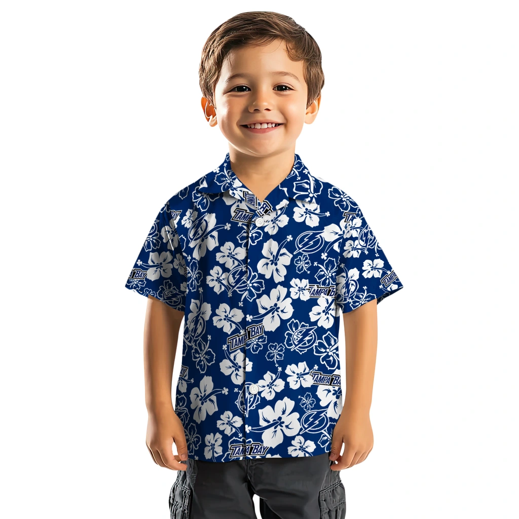 Tampa Bay Lightning Hawaiian Shirt - Hibiscus Flower Design tampa bay lightning hibiscus bloom blue hawaiian shirts top rated