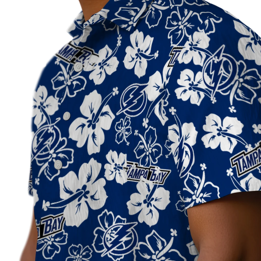 Tampa Bay Lightning Hawaiian Shirt - Hibiscus Flower Design tampa bay lightning hibiscus bloom blue hawaiian shirts trendy