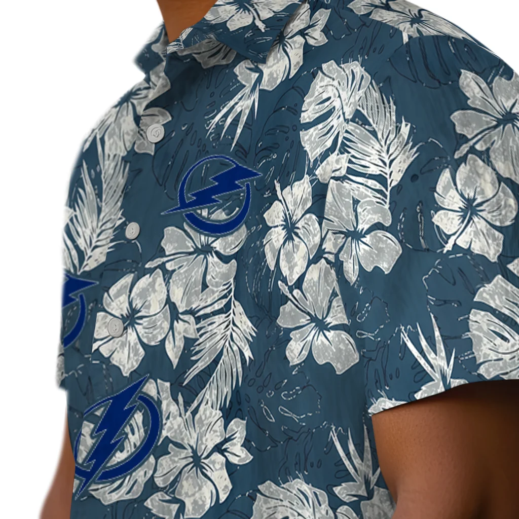 Tampa Bay Lightning Hawaiian Shirt - Hibiscus Flowers tampa bay lightning hibiscus flowers navy blue hawaiian shirts trendy