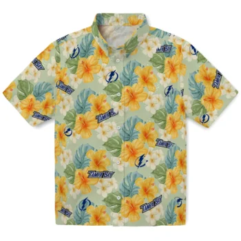 tampa bay lightning hibiscus mood pale lime yellow hawaiian shirts best selling