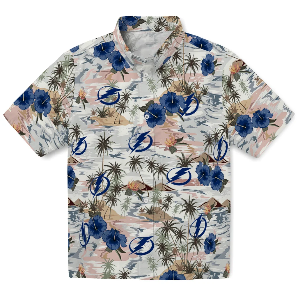 Tampa Bay Lightning Hawaiian Shirt - Hibiscus Seaside tampa bay lightning hibiscus seaside white hawaiian shirts best selling