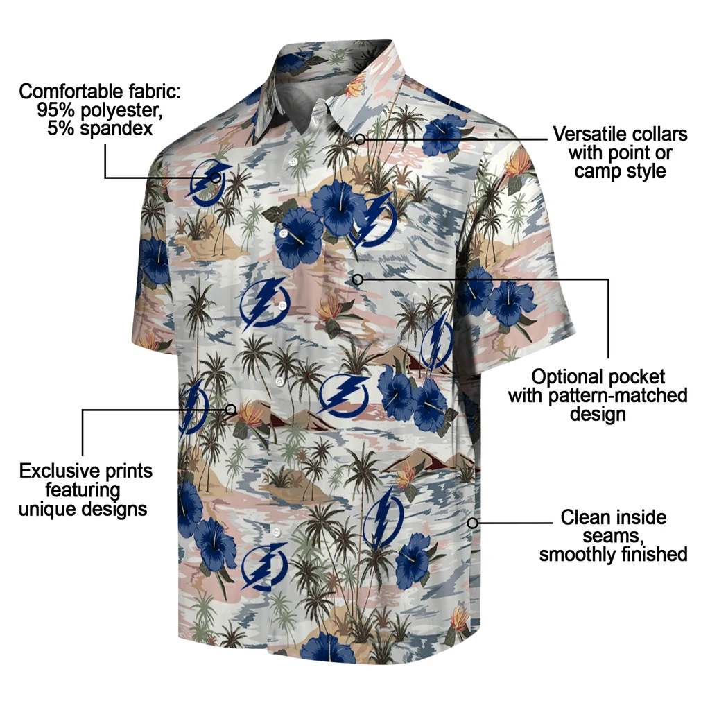 Tampa Bay Lightning Hawaiian Shirt - Hibiscus Seaside tampa bay lightning hibiscus seaside white hawaiian shirts new arrival