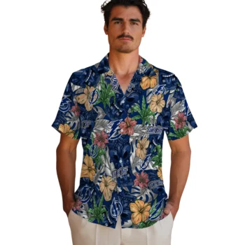 tampa bay lightning tiki jungle blue hawaiian shirts fashion forward