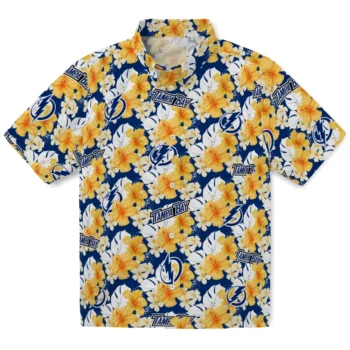 tampa bay lightning hibiscus tropics blue yellow hawaiian shirts best selling