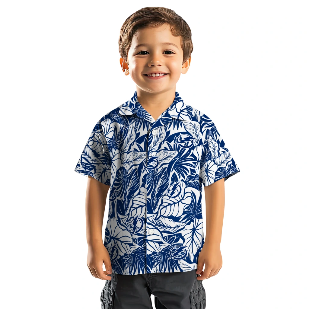 Tampa Bay Lightning Hawaiian Shirt - Monstera Layer tampa bay lightning monstera layer blue hawaiian shirts top rated