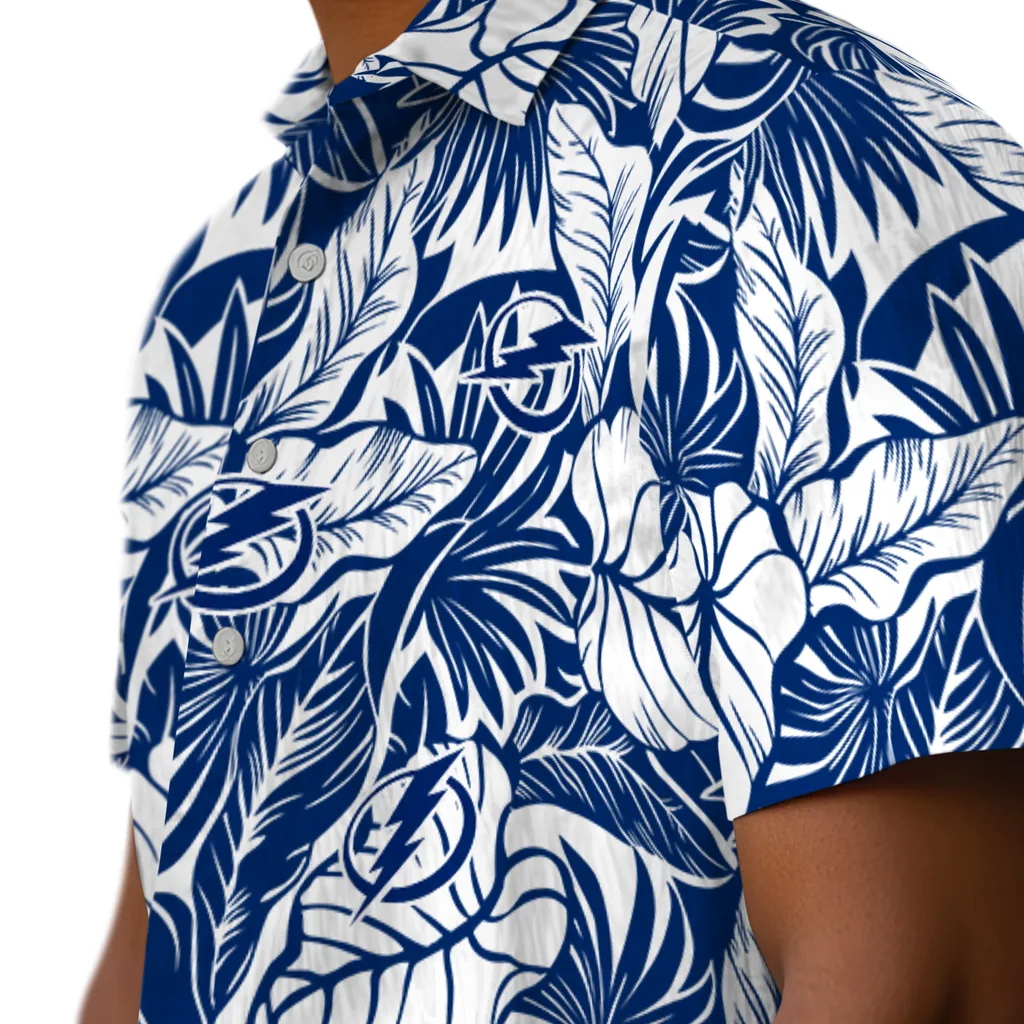 Tampa Bay Lightning Hawaiian Shirt - Monstera Layer tampa bay lightning monstera layer blue hawaiian shirts trendy