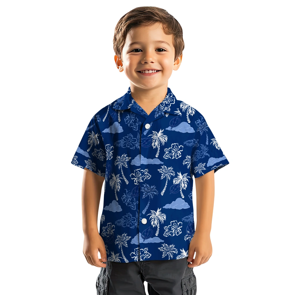 Tampa Bay Lightning Hawaiian Shirt - Palm And Clouds tampa bay lightning palm and clouds blue hawaiian shirts top rated
