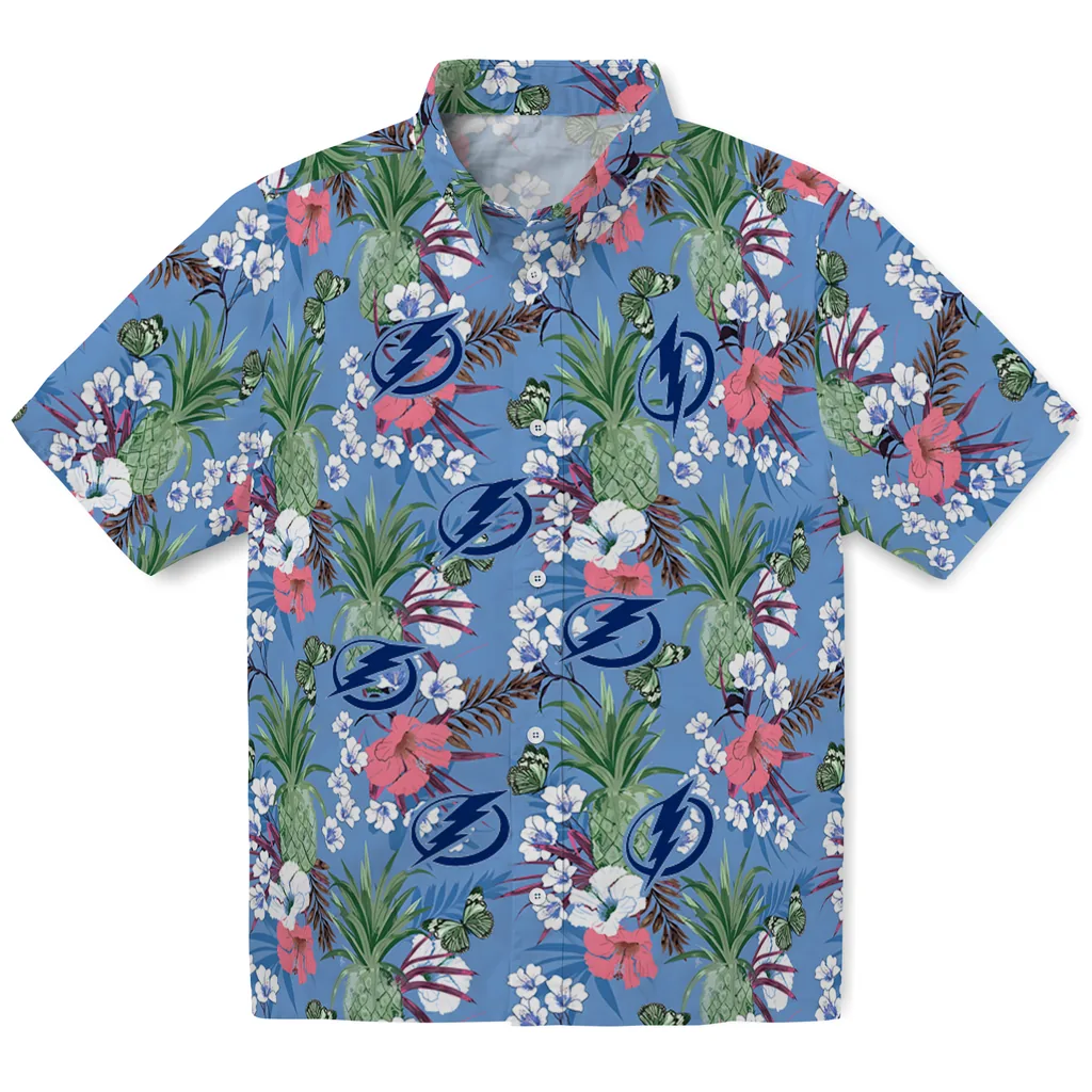 Tampa Bay Lightning Hawaiian Shirt - Pineapple Bouquet tampa bay lightning pineapple bouquet best sky blue hawaiian shirts best selling