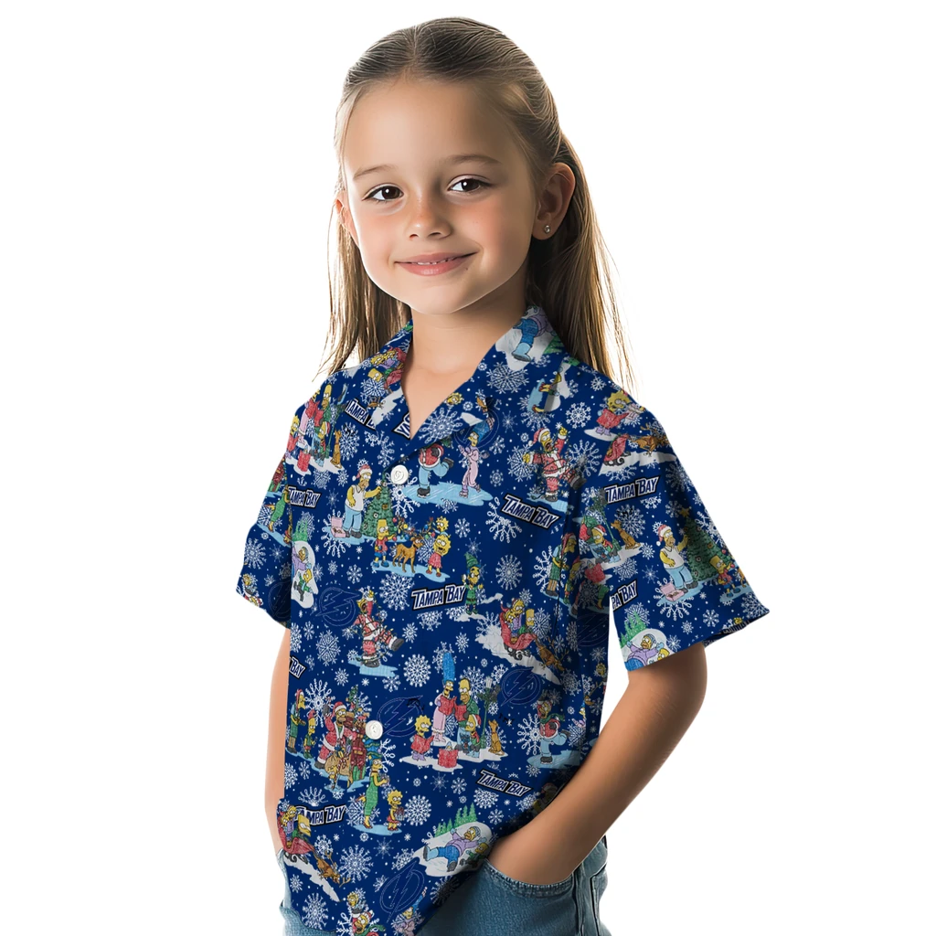 Tampa Bay Lightning Hawaiian Shirt - Simpsons Christmas tampa bay lightning simpsons christmas blue hawaiian shirts premium grade