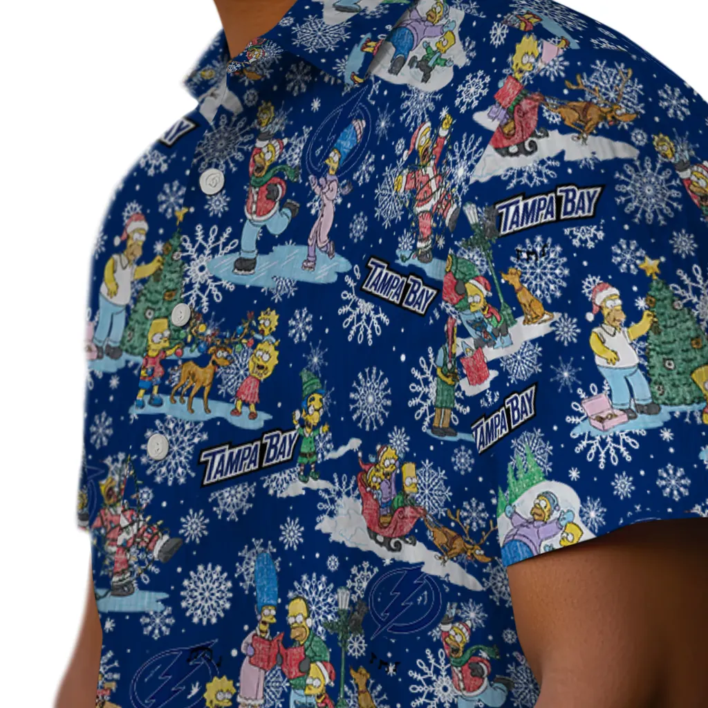 Tampa Bay Lightning Hawaiian Shirt - Simpsons Christmas tampa bay lightning simpsons christmas blue hawaiian shirts trendy