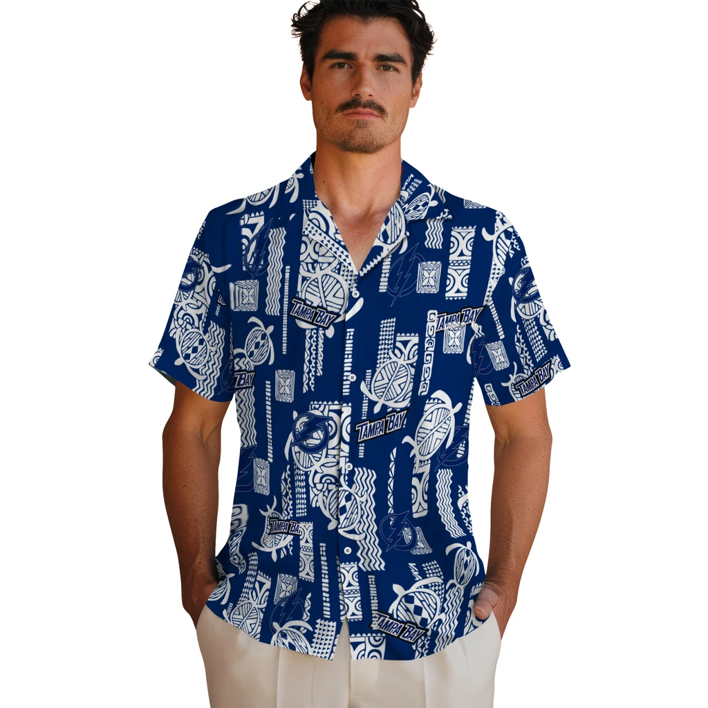 Tampa Bay Lightning Hawaiian Shirt - Turtle Lines tampa bay lightning turtle lines blue hawaiian shirts fashion forward