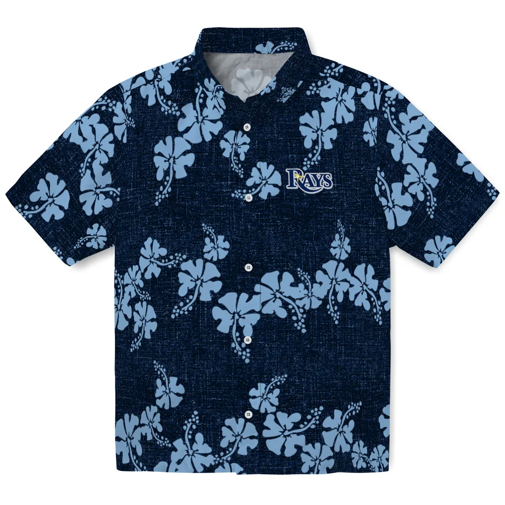 Tampa Bay Rays Hawaiian Shirt - 50th State Flower tampa bay rays hibiscus petals navy hawaiian shirts best selling