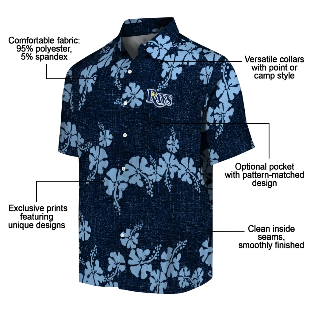 Tampa Bay Rays Hawaiian Shirt - 50th State Flower tampa bay rays hibiscus petals navy hawaiian shirts new arrival