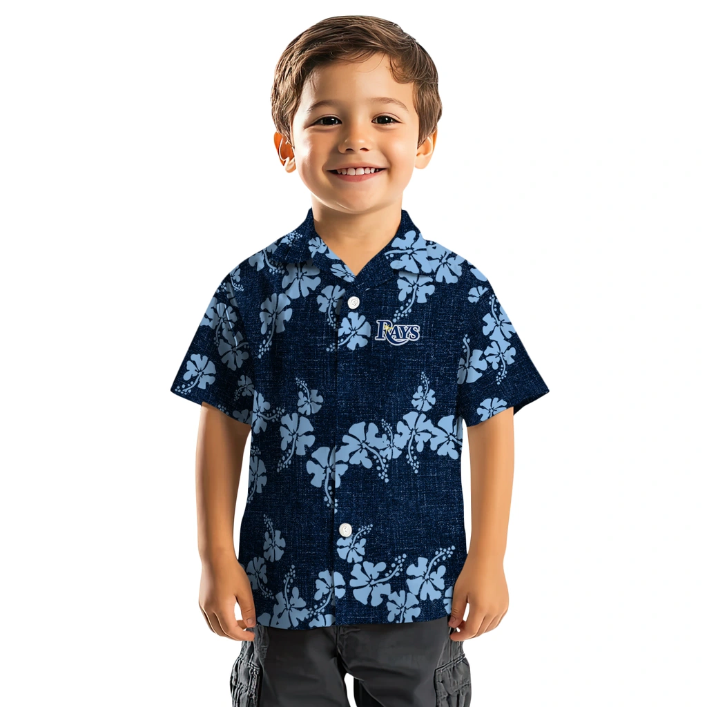 Tampa Bay Rays Hawaiian Shirt - 50th State Flower tampa bay rays hibiscus petals navy hawaiian shirts top rated