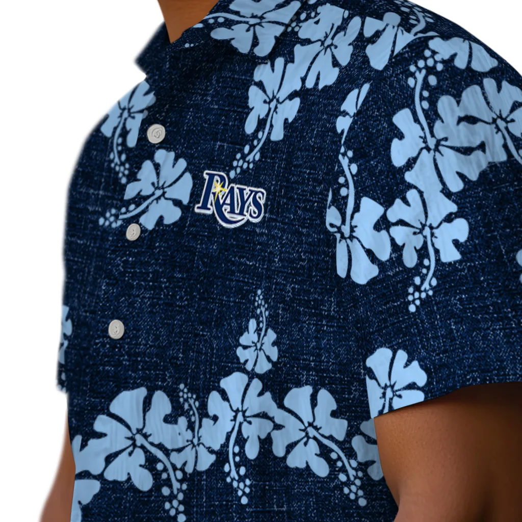 Tampa Bay Rays Hawaiian Shirt - 50th State Flower tampa bay rays hibiscus petals navy hawaiian shirts trendy
