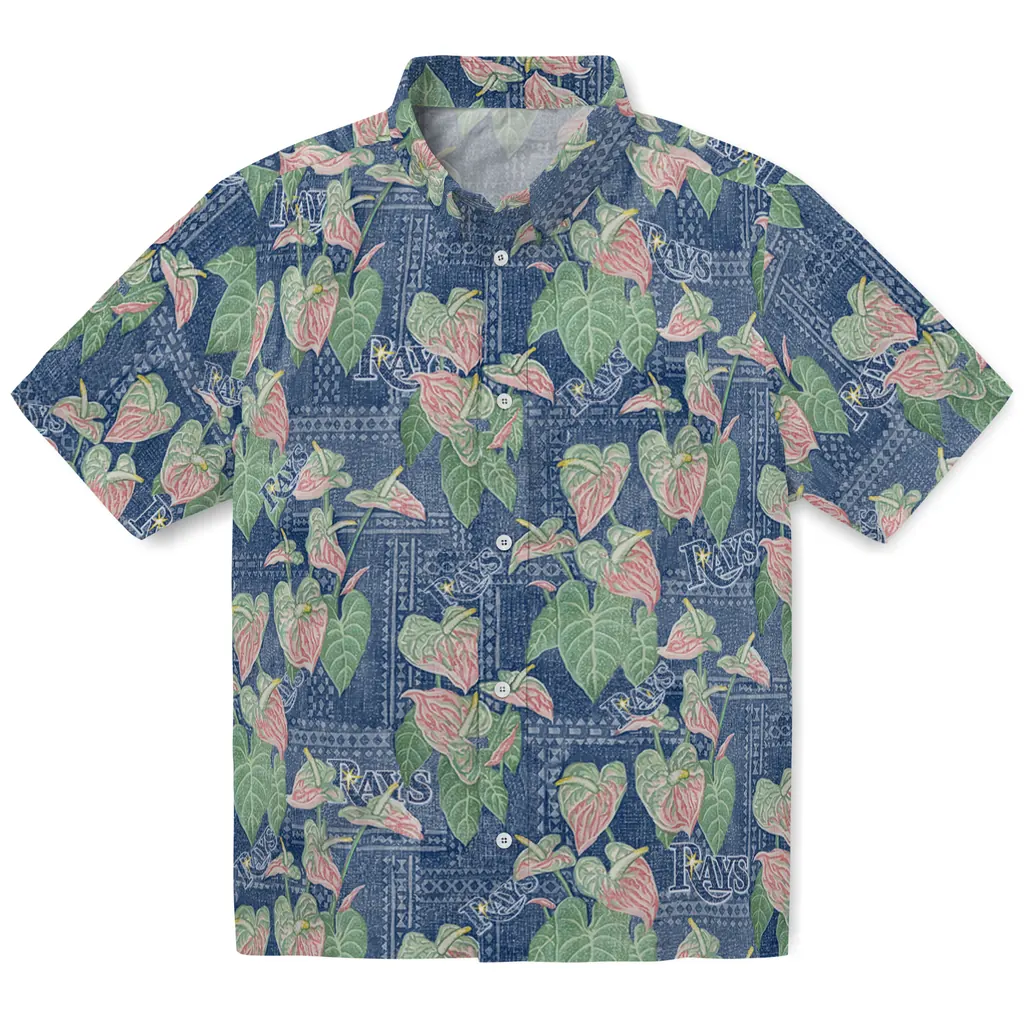 Tampa Bay Rays Hawaiian Shirt - Anthurium Overlay tampa bay rays anthurium overlay navy hawaiian shirts best selling
