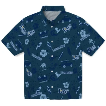tampa bay rays beach vibe navy hawaiian shirts best selling