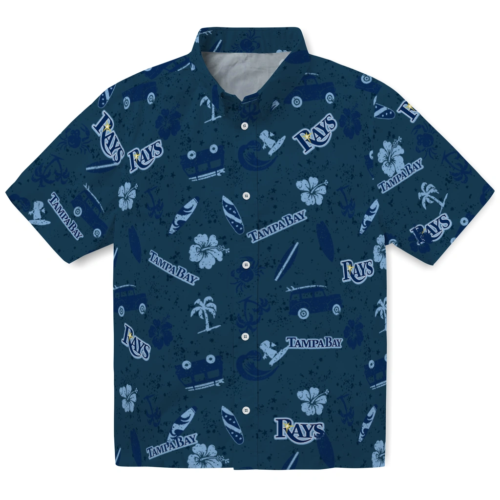 Tampa Bay Rays Hawaiian Shirt - Beach Vibe tampa bay rays beach vibe navy hawaiian shirts best selling