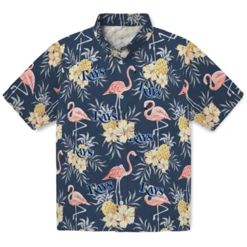 tampa bay rays flamingo hibiscus navy hawaiian shirts best selling