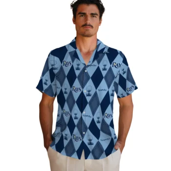 tampa bay rays balloon plaid navy hawaiian shirts fashion forward