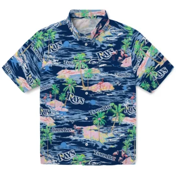 tampa bay rays flamingo retreat navy hawaiian shirts best selling