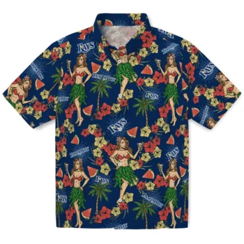 tampa bay rays hawaiian girls design navy hawaiian shirts best selling