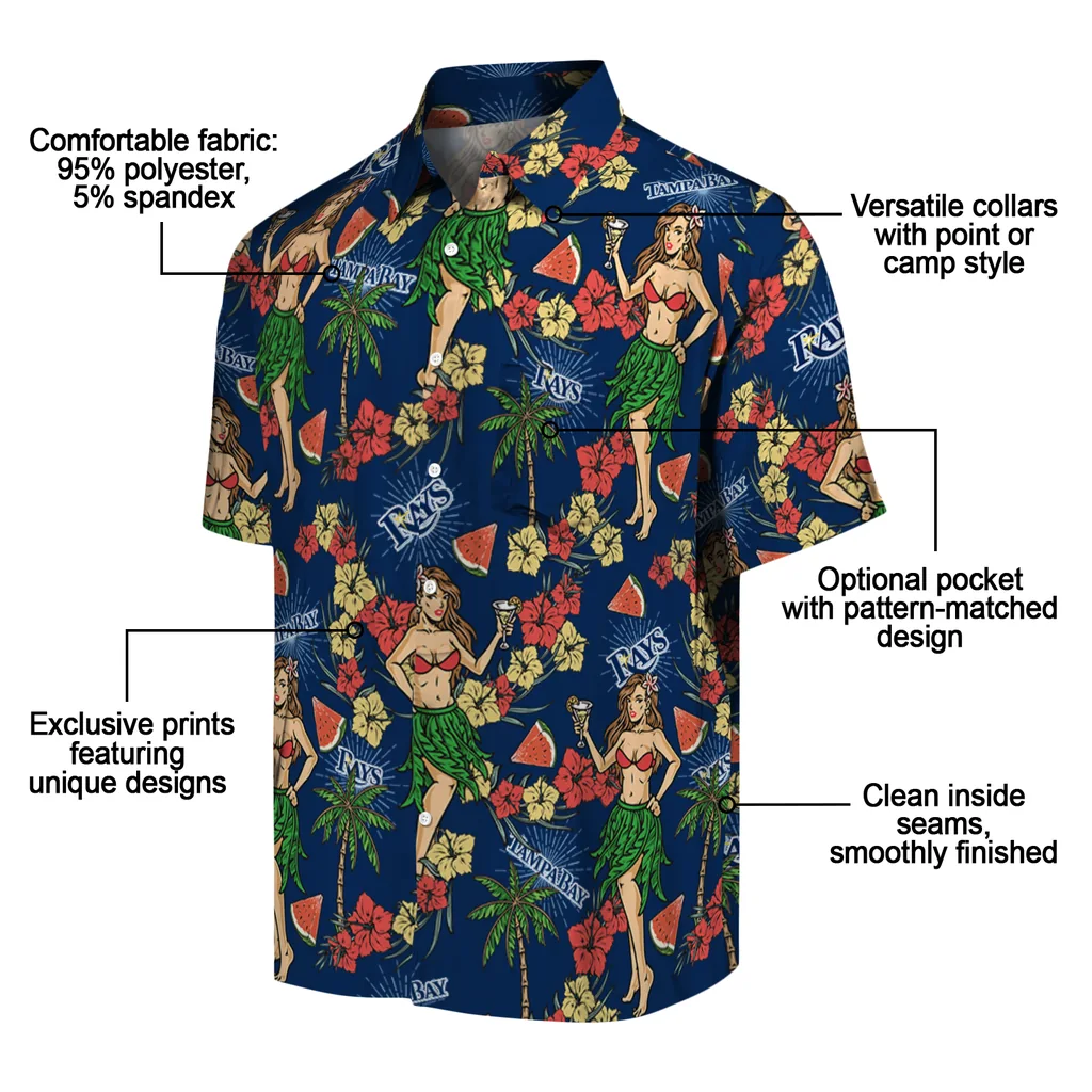 Tampa Bay Rays Hawaiian Shirt - Hawaiian Girls Design tampa bay rays hawaiian girls design navy hawaiian shirts new arrival