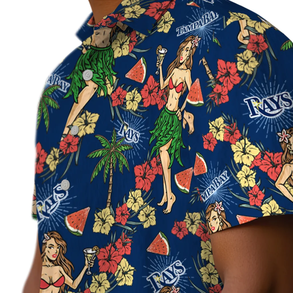 Tampa Bay Rays Hawaiian Shirt - Hawaiian Girls Design tampa bay rays hawaiian girls design navy hawaiian shirts trendy