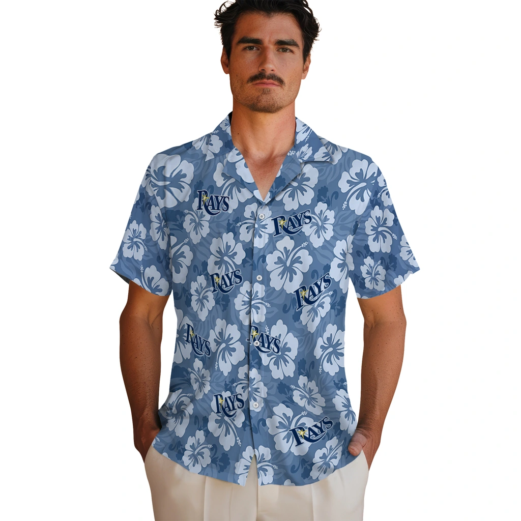 Tampa Bay Rays Hawaiian Shirt - Hibiscus Cluster tampa bay rays hibiscus cluster navy hawaiian shirts fashion forward