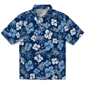 tampa bay rays hibiscus bloom navy hawaiian shirts best selling
